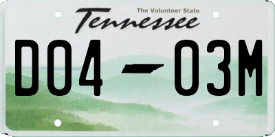 TN license plate D0403M