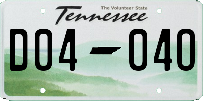 TN license plate D0404O