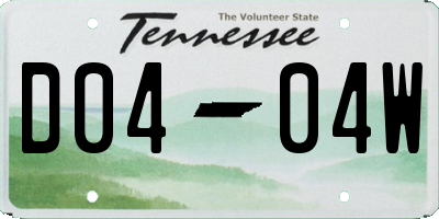 TN license plate D0404W