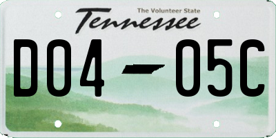 TN license plate D0405C