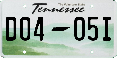 TN license plate D0405I