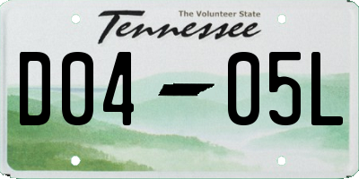 TN license plate D0405L