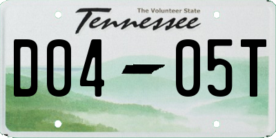 TN license plate D0405T