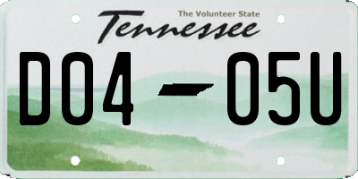 TN license plate D0405U