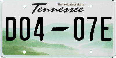 TN license plate D0407E