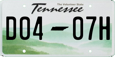 TN license plate D0407H