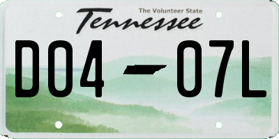 TN license plate D0407L