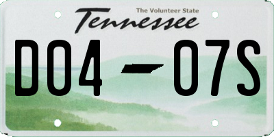 TN license plate D0407S