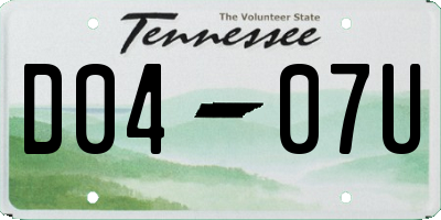 TN license plate D0407U
