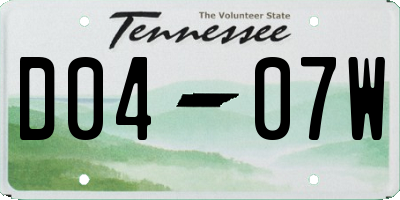 TN license plate D0407W