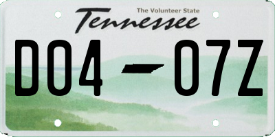 TN license plate D0407Z