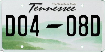 TN license plate D0408D