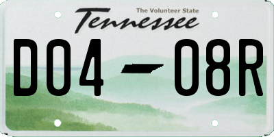 TN license plate D0408R