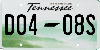 TN license plate D0408S