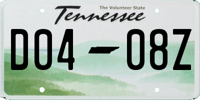 TN license plate D0408Z