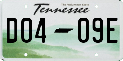 TN license plate D0409E