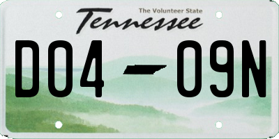 TN license plate D0409N