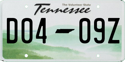 TN license plate D0409Z