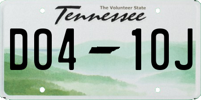 TN license plate D0410J