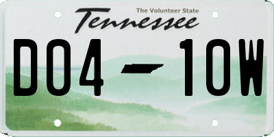 TN license plate D0410W