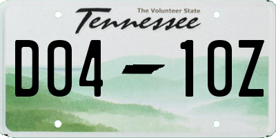 TN license plate D0410Z