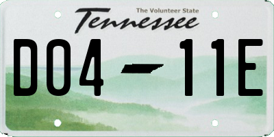 TN license plate D0411E