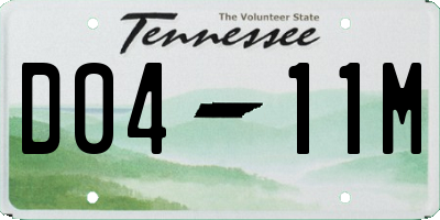 TN license plate D0411M