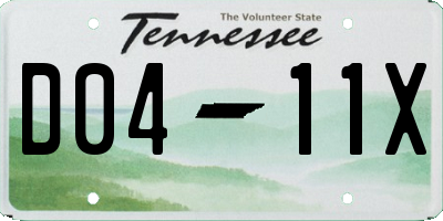TN license plate D0411X