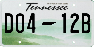TN license plate D0412B