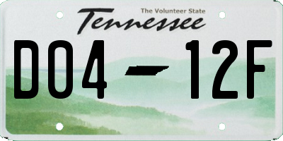 TN license plate D0412F
