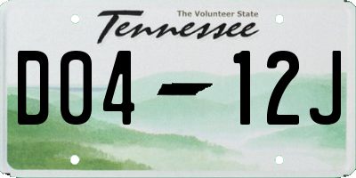 TN license plate D0412J