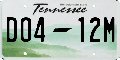 TN license plate D0412M