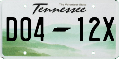 TN license plate D0412X
