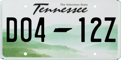 TN license plate D0412Z