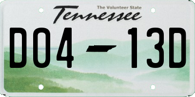 TN license plate D0413D