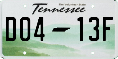 TN license plate D0413F