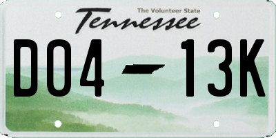TN license plate D0413K