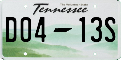 TN license plate D0413S