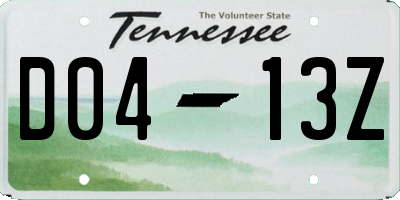 TN license plate D0413Z