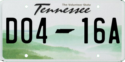 TN license plate D0416A