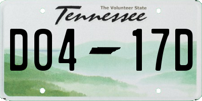 TN license plate D0417D