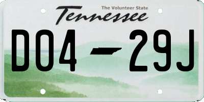 TN license plate D0429J