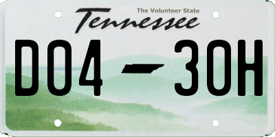 TN license plate D0430H