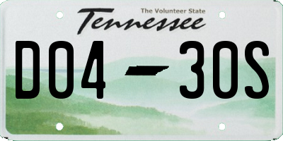 TN license plate D0430S