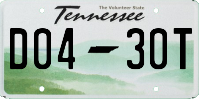 TN license plate D0430T