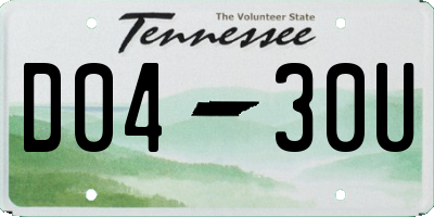 TN license plate D0430U