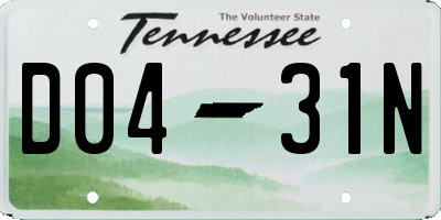 TN license plate D0431N