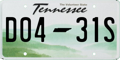 TN license plate D0431S
