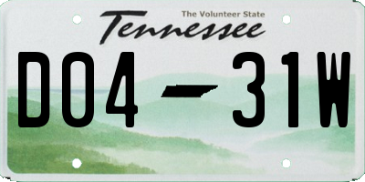 TN license plate D0431W