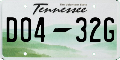 TN license plate D0432G